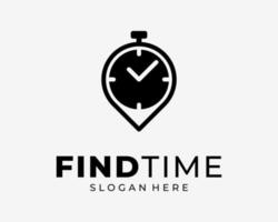 Stopwatch Timer Time Clock Alarm Find Location Map Pin Point Navigation Simple Vector Logo Design