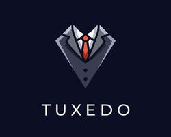 Tuxedo Suit Collar Tie Coat Luxury Clothes Fashionable Businessman Modern Cartoon Vector Logo Design