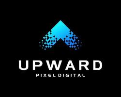 Upward Arrow Success Progress Start Up Pixel Digital Halftone Effect Innovation Vector Logo Design