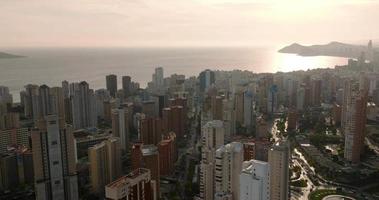 Aerial view of skyscrapers of the touristic city of Benidorm, Spain