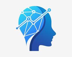Human Head Brain Intelligence Solution Marketing Analysis Connection Network Vector Logo Design
