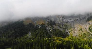 Aerial view of the beautiful mountain landscape near lake Oeschinensee video