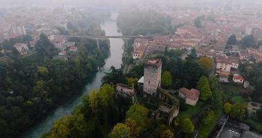 Aerial view of the countryside between Milan and Bergamo. Italy video