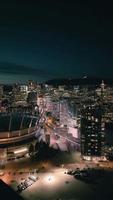 aéreo Visão do noite cidade linha. Vancouver, Canadá. video