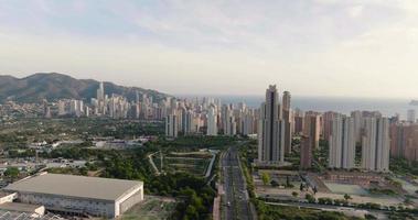 Aerial view of skyscrapers of the touristic city of Benidorm, Spain video
