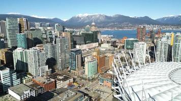 aereo Visualizza di il grattacieli nel centro di Vancouver, Canada video