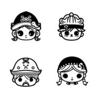 Set sail with our cute kawaii pirate head collection, all Hand drawn with playful details. These illustrations are perfect for adding a touch of adventure to your project vector