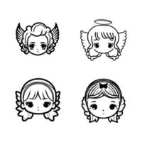 Add a touch of heavenly cuteness to your project with our cute kawaii angel head logo collection. Hand drawn with love, these illustrations are sure to bring a sense of playfulness and purity vector