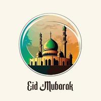 eid Mubarak islámico lleno color diseño vector