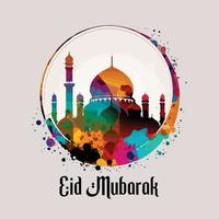 eid Mubarak islámico lleno color diseño vector