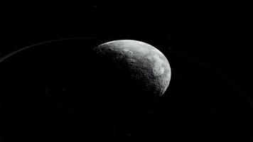 gigante asteroide con anillos espacio vuelo 4k video
