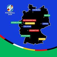 fútbol americano 2024 anfitrión ciudades vector mapa de Alemania con ciudades hospedaje el europeo fútbol americano campeonato 2024