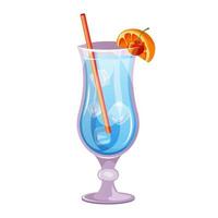 Blue lagoon classic cocktail with vodka, blue curacao liqueur. Italian aperitif cocktails. Alcoholic beverage for drinks bar menu. Beach Holidays, summer vacation, party, cafe bar, recreation. vector