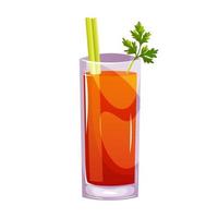 sangriento María clásico cóctel con apio, limón, vodka, tomate. italiano aperitivo cocteles alcohólico bebida para bebidas bar menú. playa vacaciones, verano vacaciones, fiesta, café bar, recreación. vector