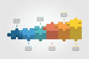 jigsaw graph ladder chart template for infographic for presentation for 6 element vector