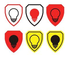 Shield icon set with light bulb icon, vector illustration for smartphone or web application.