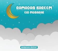 Editable Ramadan sale poster template. with paper-cut ornaments, moon and stars. Design for social media and web. Vector illustration