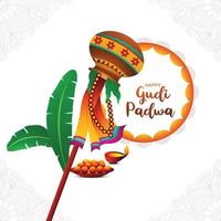 gudhi Padwa primavera festival para tradicional tarjeta ilustración antecedentes vector