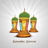 Islamic greetings ramadan kareem card celebration background vector