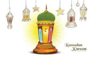 Beautiful colorful traditional turkish lamps ramadan kareem celebration background vector