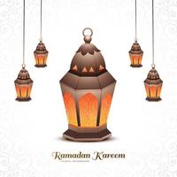 Hand draw arabic lamps ramadan kareem greeting card background vector