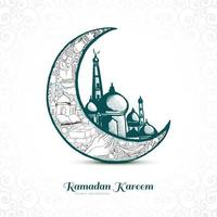 Ramadan kareem greeting card for muslim holiday background vector