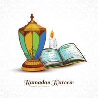 Islamic greetings ramadan kareem card celebration background vector