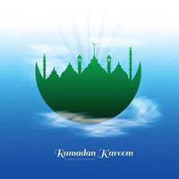 Ramadan kareem greeting card for muslim holiday background vector