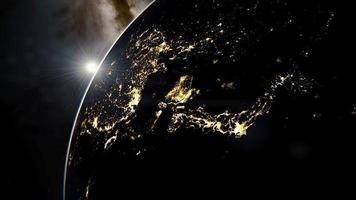 Erde beim Nacht gesehen von Raum, Flug video