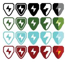 Shield icon set with lightning icon, vector illustration for smartphone or web application.