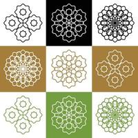 Vector set of abstract mandala design illustrations, ornaments in ethnic style. Islamic border background