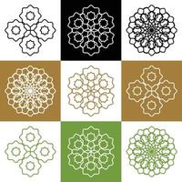 Vector set of abstract mandala design illustrations, ornaments in ethnic style. Islamic border background