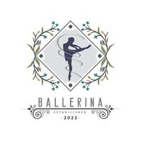 Ballerina dance in ballet motion dance style logo template design vector for brand or company and other