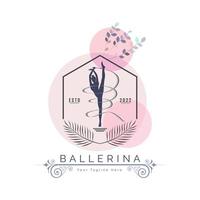 Ballerina dance in ballet motion dance style logo template design vector for brand or company and other