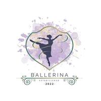 Ballerina dance in ballet motion dance style watercolor logo template design vector for brand or company and other