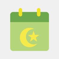 Icon islamic calendar. Islamic elements of Ramadhan, Eid Al Fitr, Eid Al Adha. Icons in flat style. Good for prints, posters, logo, decoration, greeting card, etc. vector