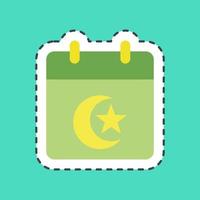 Sticker line cut islamic calendar. Islamic elements of Ramadhan, Eid Al Fitr, Eid Al Adha. Good for prints, posters, logo, decoration, greeting card, etc. vector