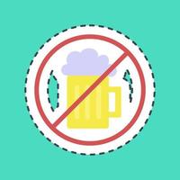 Sticker line cut no alcohol, forbidden drink. Islamic elements of Ramadhan, Eid Al Fitr, Eid Al Adha. Good for prints, posters, logo, decoration, greeting card, etc. vector