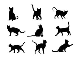 cat silhouette set in variety pose vector