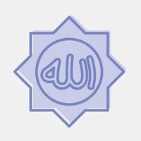 Icon Allah word. Islamic elements of Ramadhan, Eid Al Fitr, Eid Al Adha. Icons in two tone style. Good for prints, posters, logo, decoration, greeting card, etc. vector