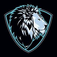 vectorized lion for vector logo, blue tones, profile