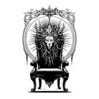 A majestic and intricate royal throne in black and white line art, Hand drawn with detail and precision, fit for a king or queen vector