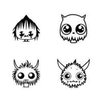 Adorable and quirky, this cute anime monster collection set features various playful creatures in detailed Hand drawn line art illustrations vector