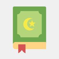 Icon the holy Quran. Islamic elements of Ramadhan, Eid Al Fitr, Eid Al Adha. Icons in flat style. Good for prints, posters, logo, decoration, greeting card, etc. vector