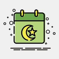 Icon islamic calendar. Islamic elements of Ramadhan, Eid Al Fitr, Eid Al Adha. Icons in MBE style. Good for prints, posters, logo, decoration, greeting card, etc. vector