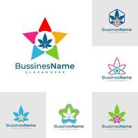 Set of Star Cannabis logo vector template. Creative Cannabis logo design concepts