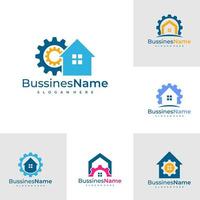 Set of Gear House logo vector template. Creative House logo design concepts