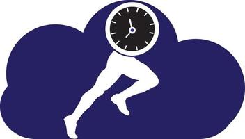 Time run vector logo template. This design use clock and forr symbol. Suitable for management.