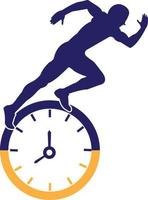 Time run vector logo template. This design use clock and forr symbol. Suitable for management.