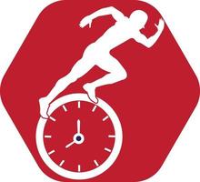 Time run vector logo template. This design use clock and forr symbol. Suitable for management.